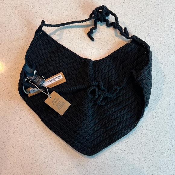 Skims Crochet Handkerchief Swim Top In Onyx Black XXS Bikini Top Kim Kardashian - Picture 3 of 4